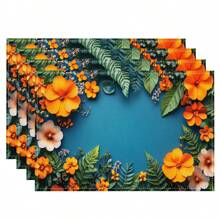 1/4/6/8/12 piezas Manteles individuales con estampado lavable, manteles protectores adecuados para comedor interior y exterior, ideales para fiestas, fiestas y decoración de mesa de cocina