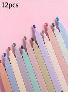 Random Color 1/6/12 Marking Pen, Beautiful Chiseled Highlighters, Eye Protection Key Marker Slanted Head Handmade Accounting Pens,Pens,Stationery,School Supplies,Back To School
