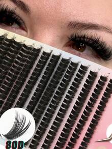 DIY 3D Lash Clusters 80D And 60D Double Lash Box Each | D Curl Fluffy Volume Eyelash Extensions | 8-16mm Mixed Length | Reusable Natural To Glam Look For Beginners | Perfect For Daily Wear, Wedding Season, Mother's Day, Pride Month, Holiday & Christmas Makeup - D - 查看 8