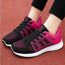 Women's Casual Running Shoes, Lightweight And Breathable, New Mesh Women's Shoes, Black Versatile Student Running Shoes - Black Rose Red - View 1
