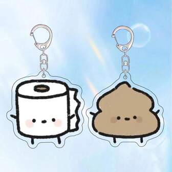 2pcs Creative Poo Tissue Box Cover Holder Keychains, Acrylic Decorative Accessory Suitable For Eid Al-Adha, Back To School, Birthday Gifts