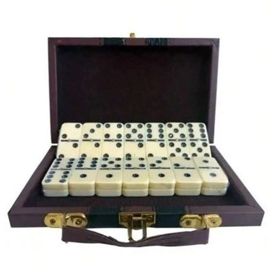 10mm Professional Domino Set 28 Pieces Case White Stones - trắng - Xem 1