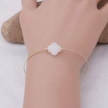 1 brazalete de acero inoxidable para mujer de moda con diseño abierto de piedra natural - geometría - Ver 38