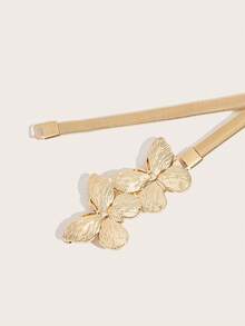 1 件全新金色花卉印花派对合金金属束身腰带，适合连衣裙、正式服装、日常穿着，时尚百搭 - 金色 - 查看 4