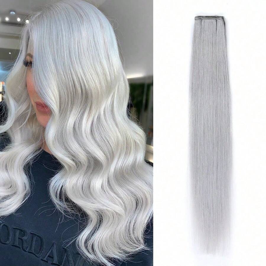 real me. Genius Weft 接发 真人发 隐形缝制接发 手工接发 灰色接发 女士直发 50 克 - SGray - 查看 1