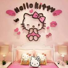 Sanrio 1PC   3D Portable Wall Sticker - Modern Self-Adhesive Animal Themed Decoration With Floral Design For Bedrooms, Living Rooms And Dormitories - Perfect For Home Offices, Parties, Christmas And Birthday Gifts.