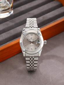 RICECGO Women's Classic Quartz Watch, Arabic Numerals, Ideal Gift For Daily Wear Or Special Occasions, Anniversary Gift, Back To School Gift - Silver - View 3
