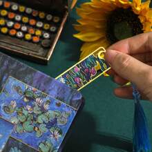 1 Metal Bookmark With Tassels, Gold Hollow Bookmark, Van Gogh Oil Painting Themed Bookmark, Reading Accessory Gift, Suitable For Book Lovers, Writers, Readers, Students, Teenagers, Men, Women, And Adults. This Is The Perfect Gift For Family Or Friends. Back To School Supplies
