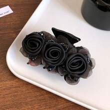 1件韓式花卉時尚髮夾，塑膠材質搭配布藝花朵，多色，適合日常配戴/Y2K/髮飾 - 彩色 - 查看 12