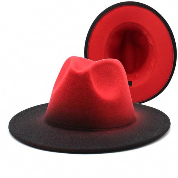 JEWELRYWE Two-Tone Fedora Hats For Men And Women, Gradient Classic Felt Panama Hat