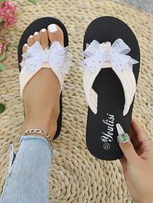 Women's Flat Thong Sandals, Elegant Bohemian Style Butterfly Decor Flip Flops, Casual Beach Slippers For Summer Outdoor