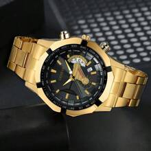 Men's Watches Top Brand Luxury Fashion Casual Men's Date Quartz Watch Stainless Steel With Personalized Roman Scale Dial Round Hands Men's Clock Party Wedding Gift Beach Vacation Valentine's Gift