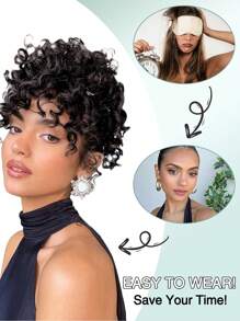 Large Curly Messy Bun Hair Piece Elastic Drawstring Ponytail Loose Wavy Short Ponytail Extension Synthetic Hair Tousled Fake Hair Bun For Women Daily Use