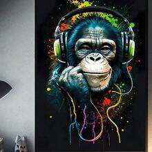 1pc /3pcsWall Arts Posters Optional Frame 80s Retro Funny Monkey Player Gamepad Picture For Gaming Room Living Canvas Painting Print Wall Art Home Decor Aesthetics Poster ,Wall Art With Frame