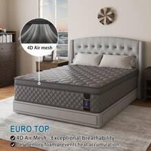 Twin Full Queen King Hybrid Mattress In A Box, 10/12 Inch Euro Top Mattress Medium Firm For Back & Lumbar Support, 100 Night Trial, Pocket Spring Bed For Motion Isolation & Pressure Relief