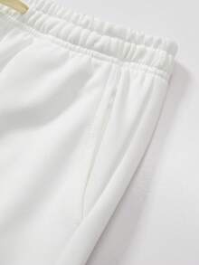 男士直筒针织裤，高街百搭休闲运动长裤，春秋夏季薄款 - 白色 - 查看 4