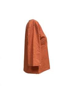 Women's Notched Collar Button Detail Woven Blouse, Relaxed Fit