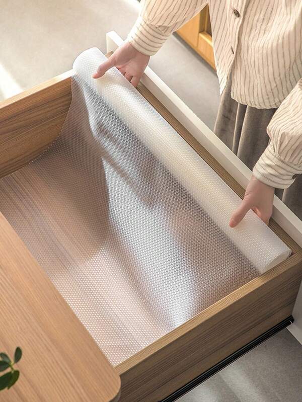 1Roll Drawer Shelf And Cabinet Liner, Washable EVA Drawer Mats, Waterproof And Oil-Proof Kitchen Cupboard Liner, Non-Slip Shelf Liners For Kitchen, Cabinets, Refrigerator, Durable Drawer Liner