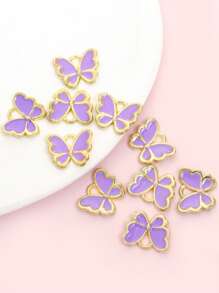 10pcs Cute Vibrant Candy Color Butterfly Charms - Perfect For Girls Jewelry Making, Fashion Necklace, Bracelet, Earrings, Keychain, Phone Chain & & Other Hanging Decorations DIY Multicolor Butterfly-Shaped Accessories - Ideal For Spring Summer Dressing Accessory