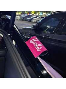Barbie Barbie Car Window Flag, 15x20cm Hot Pink Car Decoration With Iconic Barbie Logo, Easy Installation Magnetic Car Accessory For Stylish Women