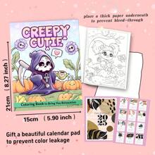 40pages CREEPY CUTIE,Coco Adult And Adolescent Spiral Binding Colouring Book, Bold And Simple, Simple And Large Design, Suitable For Relaxation, With Cute And Comfortable Patterns And Girl's Life Scenes (Bold And Simple Coloring) Very Suitable For Friends, Family And Colleagues, Relax Body And Mind, Relieve Stress, And Give A Beautiful Calendar As A Gift,Back To School,School Supplies