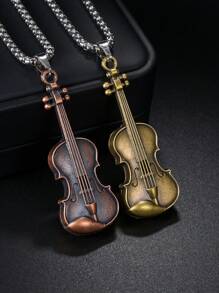 1 Pc Guitar Violoncello Pendant Necklace For Men Boys Vintage Collars Chokers Music Punk Jewelry Gifts