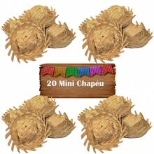 Kit 20 Miniature Straw Hats For The June Festival Of São João - Beige - View 1