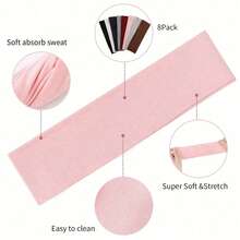 1 件/3 件发饰吸汗头带纯色弹力头带女士瑜伽运动头带，男女通用宽吸汗头带，适合瑜伽、跑步等运动，头巾头带，吸汗带 - 彩色 - 查看 6