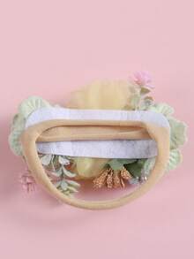 1pc Country Style New Baby Floral Headband, Soft Nylon Infant Thin Hair Band Mesh Fabric Patchwork Hair Accessories - Multicolor - View 3