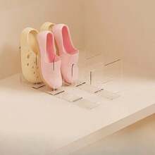 3pcs 4-Grid Transparent Shoe Rack, Acrylic Shoe Storage Rack, Suitable For Various Room Types
