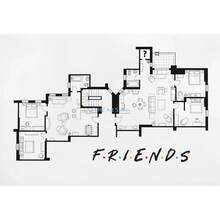 1 件复古经典老友记电视剧《公寓 19 & 20》海报印刷帆布画墙面艺术画客厅卧室家居装饰可选画框 - 彩色 - 查看 45