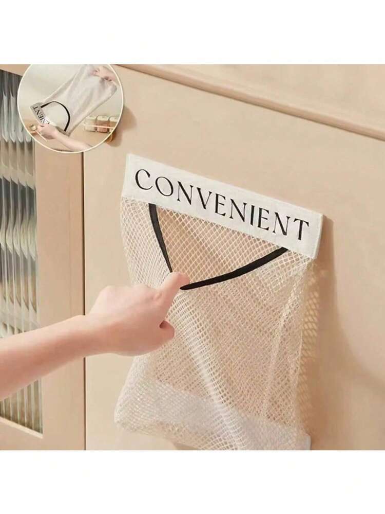 1 pieza Soporte para bolsas de basura de cocina, Bolsa de almacenamiento de gran capacidad montada en la pared, Bolsa de red con para bolsas de plástico - Multicolor - Añade 3