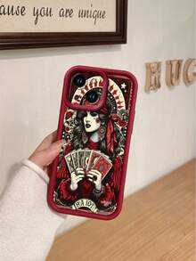 1 buah Casing Pelindung Kamera Kaca Tempered Motif Ratu Kartu Warna Maroon Kompatibel dengan Apple 16/16E, Kompatibel dengan Redmi, Kompatibel dengan Infinix, Kompatibel dengan Vivo, Versi Internasional, Bukan Versi Domestik - Burgundy - View 3