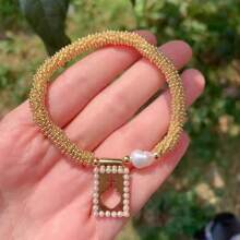 1pc Gold Beads Bracelets Virgin Mary Bracelet For Women Men Pearl Bracelets