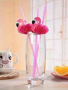 10-100pcs Honeycomb Flamingo Pineapple Decorative Paper Straws, Vibrant Flamingo-Shaped Plastic Straws For Hawaiian Beach Party Decorations, Colorful Tableware, And Fun Holiday Celebrations - Durable, Reusable, And Easy To Clean - Perfect For Outdoor Events And Themed Parties - Multicolor - View 6