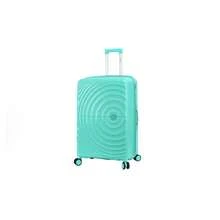 高级两件套行李箱，欧洲品牌，法国设计，大容量，静音轮，安全锁，防水耐用，1年保修，旅行必备，节日必备，优雅装饰，春季基本款，舒适的家庭旅行，特别的礼物，顶级，男女皆宜的鲜艳色彩对比，经济实惠的登机箱和行李箱 - AQUA BLUE - 查看 5