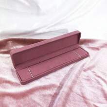 1pc New Gold-Plated Round Corner Pink Velvet Jewelry Box, Ring Necklace Bracelet Bangle Case, Fashionable Accessories Packaging