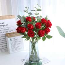 1PC/5pcs/10 PCS/12PCS Valentine's Day Wedding Decoration Rayon Flowers Realistic Rose Bouquet With Long Stems For Home Wedding Decoration Party