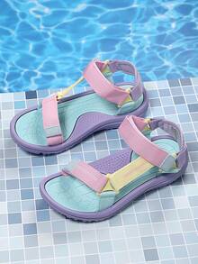 Teenage Girls' Summer Athletic Sandals, Lightweight Breathable Comfortable Double Strap Easy On/Off, Suitable For Daily Wear, Fashion Versatile Beach Vacation