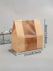 50pcs Toast Bag Bread Kraft Paper Bag (With Stickers), Small/Medium/Large Paper Bread Bag With Window, Baked Food Packaging Supplies, Label Seal Stickers For Baked Food Packaging Storage, Household Supplies