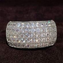 1 Stück Damen Mode Ring, luxuriöser funkelnder Zirkonia eingelegter Legierungsring, geeignet für Valentinstag, Urlaub, Pendeln, Dates, Partys, Hochzeiten, Verlobungen, geeignet als Geschenk für Ehefrau, Freundin, Mutter zum Geburtstag, Jahrestag, Neujahr, für alle Jahreszeiten