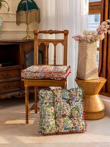 1pc Decorative Throw Pillow Or Cushion Cover, Mia Floral Embroidered Square Cushion, Suitable For Living Room, Sofa, Bedroom Home Decor Bedroom Decor Room Decor Aesthetic Room Decoration Stuff Living Room Decor Chair Office Chair Chair Cushion Seat Cushion Back To School School Supplies - Multicolor - View 8