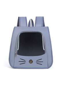 1pc Oxford Cloth Transparent Breathable Pet Carrier Backpack, Suitable For Small Dogs & Cats Up To 5.5kg, Can Be Worn As Backpack, Shoulder Bag Or Handheld, Large Capacity Portable Pet Travel Bag Cat Carrier Cat Backpack Bike Trailer