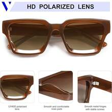 Thick Square  Retro Chunky Rectangle  Protection - C2.24-polarized Gradient Brown Lens/Brown Frame - View 6