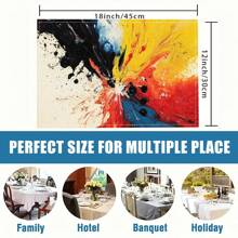 1/4/6/8/12 件亚麻餐桌垫，可水洗印花餐垫，表面保护垫，室内外餐桌垫，适用于节日派对、厨房餐桌装饰 - 彩色 - 查看 11