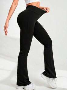 Calça Flare  Bailarina Boca De Sino Suplex Básico Cintura Alta