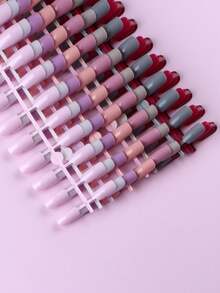 Bộ 240 móng tay giả 10 màu kèm hộp, móng vuông cỡ trung bình, móng giả phủ bóng, đầu móng acrylic tự nhiên, thích hợp cho việc tự làm, màu hồng, đỏ, tím, dụng cụ làm móng. - Nhiều màu - Xem 5