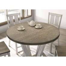 Mesa de comedor de altura de mostrador de 1 pieza estilo rústico en blanco antiguo, con diseño bicolor. Ideal para comedores, esta pieza de mobiliario combina Charm y funcionalidad para su hogar.