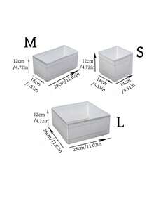 3件套可折叠无盖小抽屉整理盒，衣服、内衣、袜子分隔储物盒，布艺玩具收纳盒 - 白色 - 查看 2