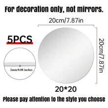 5 buc, Tavă cu oglindă pentru nuntă, Tablă rotundă pentru lumânări cu oglindă de 8 inch, Folosită pentru decorațiuni de nuntă în centrul mesei, Tavă de decorare cu oglindă pentru petrecere de baby shower, Lumânări de masă pentru nuntă, Plăci de petrecere, Decorațiuni de Crăciun, Tavă pentru magazin de bijuterii Decor de perete Decor cameră Autocolante oglindă Perete Oglindă Oglindă pentru perete Decor cameră Decor casă Decor baie Decor living